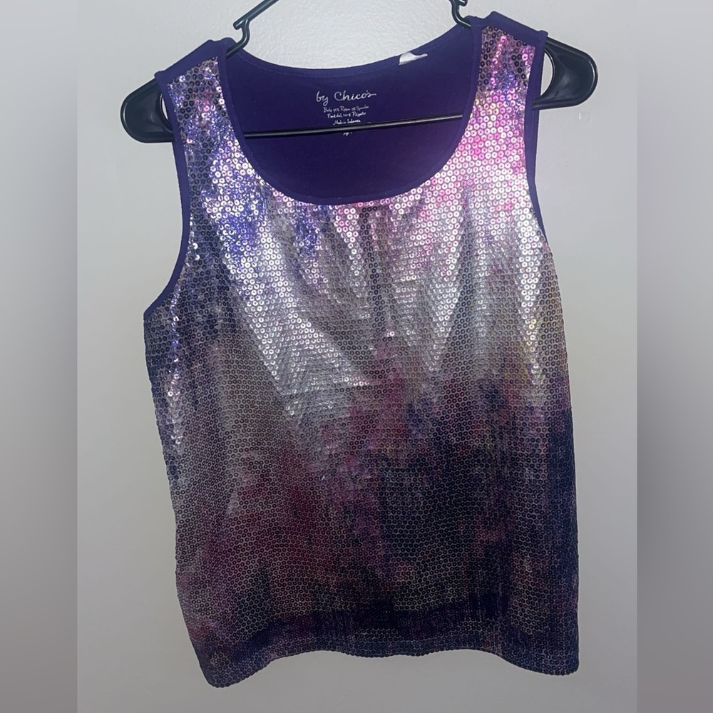 Purple Sequin Tank Top 2000s Y2K